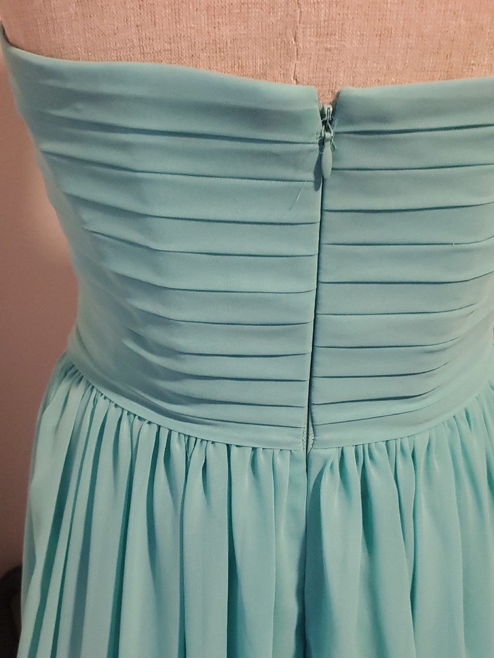 Azazie Strapless High-Low Chiffon Dress in Turquoise Blue, Size M - Picture 8 of 12